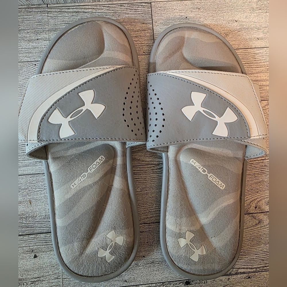 Under Armour Kids Slide Sandals - Gray and White
